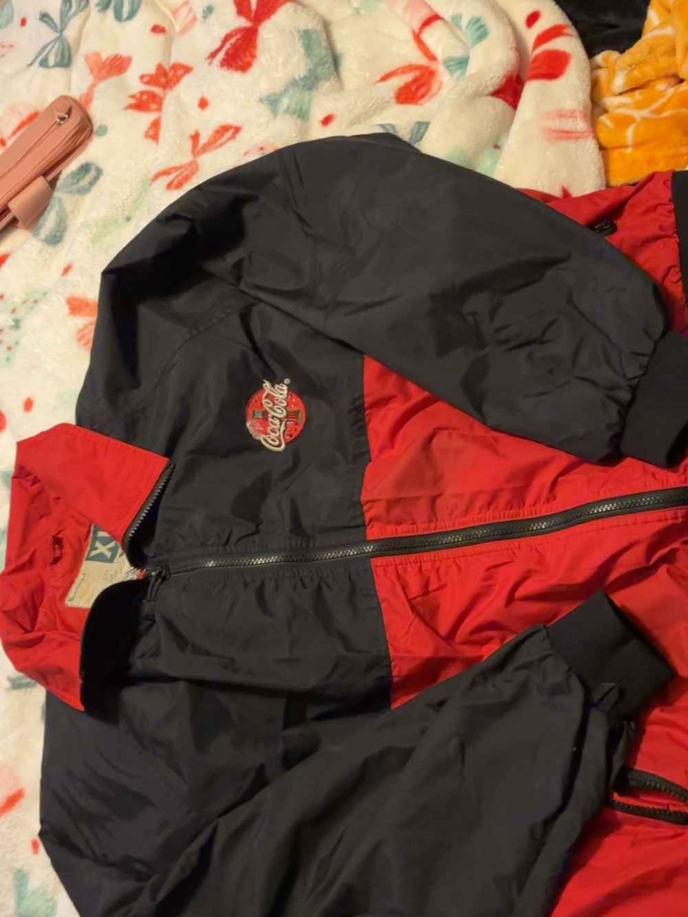 Coca Cola Red and Black Colorblock Windbreaker